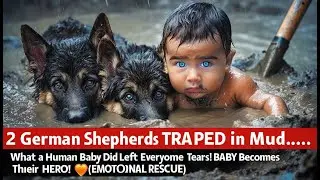 2 German Shepherds TRAPPED in Mud... BABY Becomes Their HERO! 😭❤️ (EMOTIONAL RESCUE)