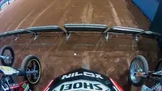 Marc M&aacute;rquez and Nilox F-60 on Superprestigio Dirt Track in Barcellona