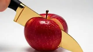 Cutting Apple with $10,000 GOLD Knife! 🤑🔪 #ASMR