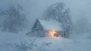 ❄ Night Snowstorm in Old House | Relaxing Winter Sounds for Sleeping | Howling Wind & Heavy Snow