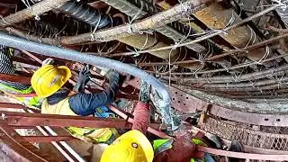 Jamuna railway bridge construction Project🌉🌉Column vertical rebar Coupler Grouting work.