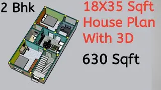 18X35 Sqft House Plan With 3D ll 630 Sqft House Design ll 2Bhk House Plan