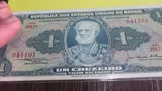 C&eacute;dula de um Cruzeiro autografada Marques Tamandar 1953