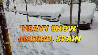 Heavy Snow in Madrid, Spain