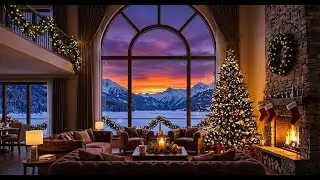 Smooth Christmas Jazz Piano & Fireplace | Relaxing Holiday Ambience In Cozy Living Room (4k)