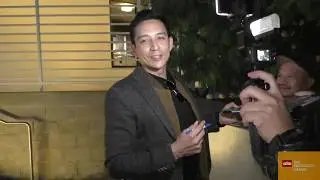 Gabriel Luna signs for fans outside the Terminator