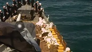 King Ibn Saud and Colonel William A. Eddy, USMC, on the US Destroyer Murphy, at t...HD Stock Footage