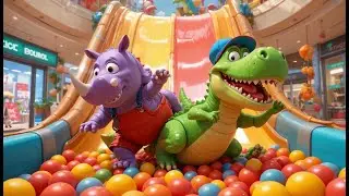 Banana Pay Fail 🍌🦖  Rino & T-Rex&rsquo;s Mall Misadventures#BananaFail #FunnyAnimals #RinoAndTRex