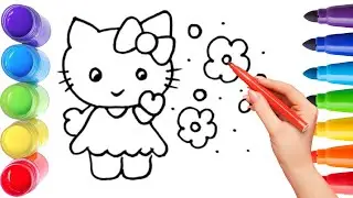 How To Draw cute kitty Drawing, Painting & Coloring For Kids and Toddlers_🌈🎨