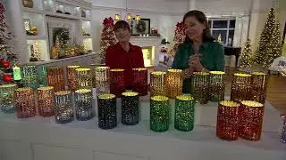 Set of 2 Illuminated Mercury Glass Hurricanes by Valerie on QVC