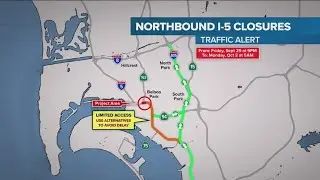 Northbound I-5 closure this weekend starting in National City