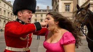 Una donna arrogante cerca di provocare una guardia reale…