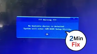 No bootable device is detected system will enter the bios setup utility 