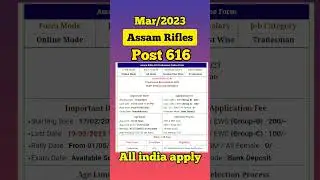 Assam Rifles Technical & Tradesmen Recruitment 2023#shorts #shortsvideo #viral #latest #news #today🪖