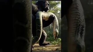 Gorilla vs Snake | Powerful Gorilla Knocks Out Giant Snake, king kong fight with snake