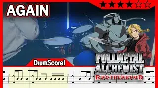 [Full Metal Alchemist OP.1] Again - YUI | Play Along Drum Cover | SHEET MUSIC DRUM SCORE