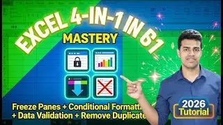 Freeze Panes + Conditional Formatting + Data Validation + Remove Duplicates (2026 Tutorial)