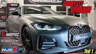 4 Rohr AKRAPOVIC Abgasanlage ECE + HJS Downpipe ECE + EVENTURI Ansaugung passend für BMW M440i G22