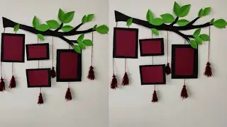 DIY family tree photo frame /4 collage frame/ photo frame paper and woolen using.