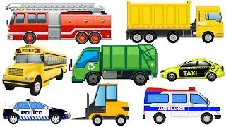 Car for kids, Learn Street Vehicles Name and Sounds Police Car, Ambulance, School Bus, Fire Truck