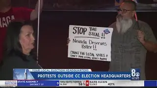 Protests outside Clark County Election Headquarters call for transparency in ballot counting
