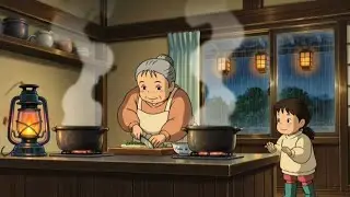 🌧️ Cozy Ghibli Night at Grandma's | Storm ASMR for Kids | Calm Bedtime Story