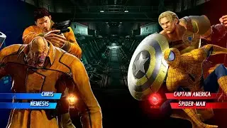 Chris & Nemesis Yellow VS Captain America & Spiderman (Very Hard) - Marvel VS Capcom Infinite