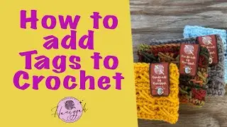 How to add faux leather tag to crochet