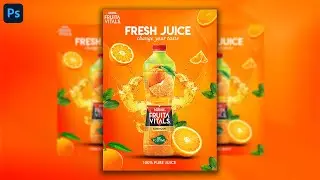 How to Create Professional Orange Juice Poster in Adobe Photoshop CC