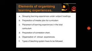 elements of organization of learning experiences 1