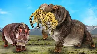 Hippo Attack Panther to Free Baby Hippo - Big Battle | Wild Animals Fight 2021
