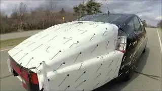 Tuft testing aerodynamic tail - Toyota Prius