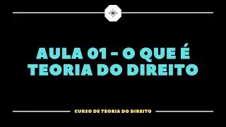 Teoria do Direito Aula 01 - O que &eacute; teoria do Direito