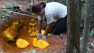 Woman uses metal detector to discover rare ancient statue of deity guarding gold
