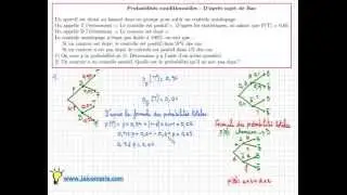 probabilité conditionnelle - arbre pondéré - formule des probabilités totales - sujet BAC