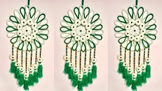 Emerald Bloom Wall Charm 🌼✨ | Handcrafted Fiber Art Dream Hanging 