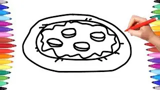 How to Draw a Pizza with Pepperoni Coloring Pages for Kids | Animation Drawing Videos for Kids