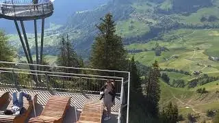 Thrilled cable ride up to Cabriolet Bahn 7,000ft elevation, Luzern Switzerland