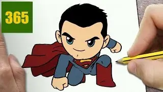 HOW TO DRAW A SUPERMAN CUTE, Easy step by step drawing lessons for kids
