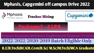 Mphasis, Capgemini Off campus Drive 2022|mphasis off campus drive 2022| Hiring for freshers 2022