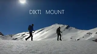 Hiking on snowy plateaus of Dikti mountains