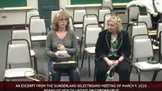 Sunderland Selectboard - March 9, 2020: Board of Health discusses Coronavirus