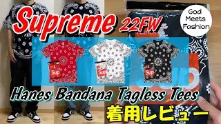 Supreme Hanes Bandana Tagless Tees (2 Pack)の着用レビュー 22AW 22FW Week1
