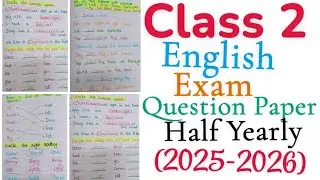 Class 2 English Half Yearly Exam Question Paper 2025-2026|Class 2 English Grammar worksheet