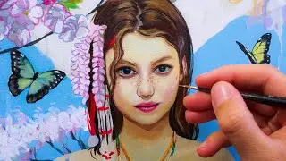 GEISHA INSPIRED ACRYLIC & OIL PAINTING TUTORIAL!