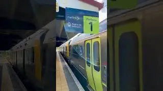 Metlink &lsquo;Matangi&rsquo; Class electric multiple unit passes Petone Station. Wellington, New Zealand.