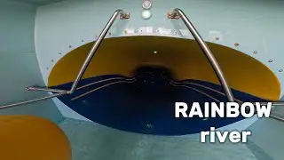 Family Water Slide in Water Park Donaubad Ulm Germany, POV 4k