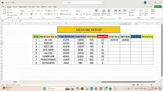 How to create medicine report in Excel?#work#datasheets #excel#computer