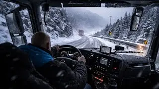 POV Truck Driving USA | Winter Roads of West America | Relaxing Long Haul Drive