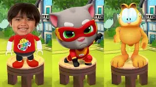 Tag with Ryan vs Talking Tom Gold Run vs Garfield Rush - Run Gameplay